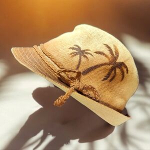 SUN 'N' SAND Tropical Ombre Stencil Palm Trees Fedora Hat
